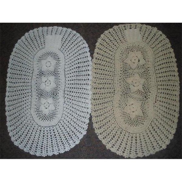 Tapestry Trading Tapestry Trading NL-021446 14 x 46 in. Handmade Indian Crochet Table Runner; Ivory And White NL-021446